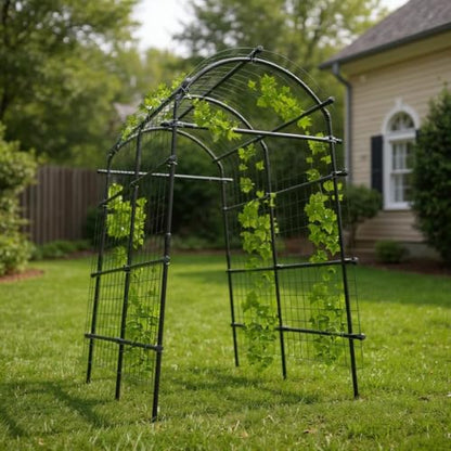 Garvee Metal Garden Arch Trellis 7.7Ft Black - size: 7.7x6x4 Ft