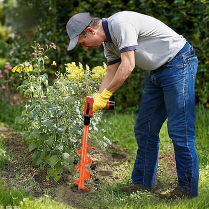 4 x 16'' Heavy Duty Auger Drill Bit for Planting, Orange - color: Orange