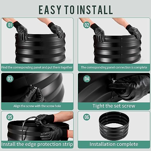 ZXZYHFTY Galvanized Steel Round Raised Garden Bed, 3 Pack, Black - color: Black