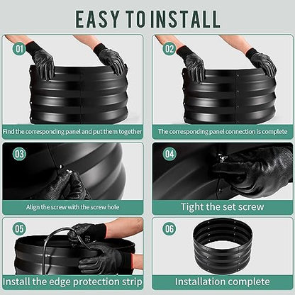 ZXZYHFTY Galvanized Steel Round Raised Garden Bed, 3 Pack, Black - color: Black