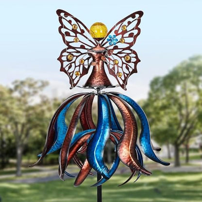 Kircust Extra-Large Tulip Solar Wind Spinner for Outdoor - size: 88.7 Inch