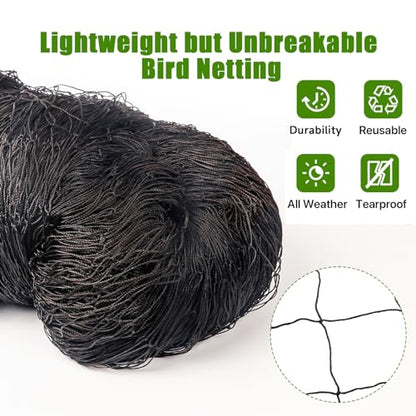 Anti-Bird Nets for Garden Chicken Coops - Garden Netting Over Garden Hoops - size: 1", 25' x 50'