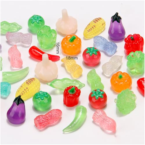 40PCS Mini Resin Plant Variety Pack, Resin Fruits and Vegetables Figurines - color: Random Plants and Fruits