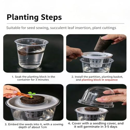 6 Pack Clear Hydroponic Nursery Pots with Humidity Dome for Seed Starting - color: Transparent-6 Pack