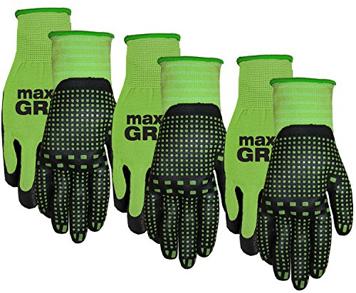MidWest Gloves & Gear 93P03-SM-AZ-6 Max Grip Packs, 3 Pair, Ladies Green - size: 6 Count (Pack of 1)