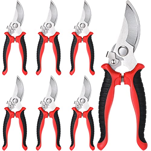 6 Pcs Garden Pruning Shears Heavy Duty Gardening Scissors,Red Black