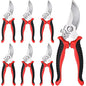 6 Pcs Garden Pruning Shears Heavy Duty Gardening Scissors,Red Black