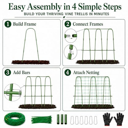 FOLLOOK Cucumber Trellis for Raised Garden Bed, 48x48inch, Green