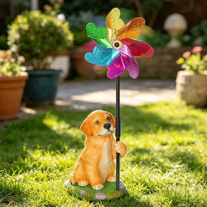 Dog Garden Spinners Wind Spinner Golden Retriever Outdoor Statue - size: Dog
