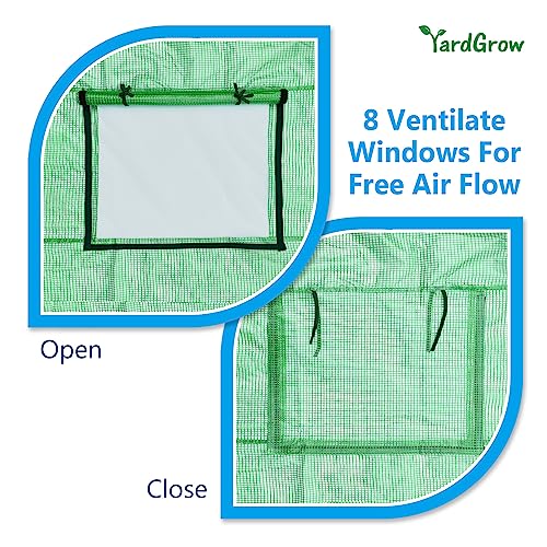 YardGrow Greenhouse Replacement Cover Larger Walk in Outdoor Plant Gardening Greenhouse (Frame Does NOT Included) (Green, 16'x7'x7') - color: Green, 16'x7'x7'