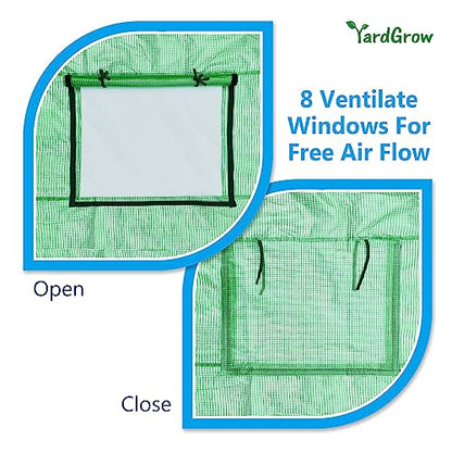 YardGrow Greenhouse Replacement Cover Larger Walk in Outdoor Plant Gardening Greenhouse (Frame Does NOT Included) (Green, 16'x7'x7') - color: Green, 16'x7'x7'