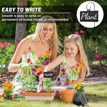 Plant Labels Stakes 24 Pcs, Acrylic Reusable Weatherproof Markers with Pen