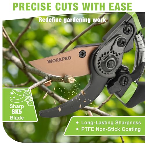 WORKPRO 8.5" Bypass Pruning Shears with Die-cast Aluminum Handle