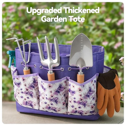 Grenebo 9-Piece Gardening Tools Set with Fashion Handbag, Purple - style: Purple