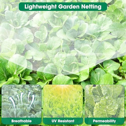 Unves 2 Pack 10x10 FT Garden Netting, Bird Netting for Garden - size: 10x10 Ft