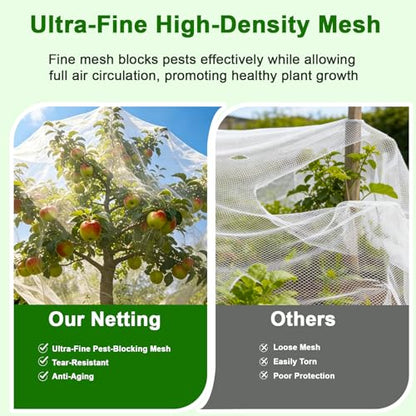 10×35 FT Garden Netting, Ultra Fine Mesh Pest Barrier, Plant Covers Row Cover for Vegetables Fruits Flowers, Greenhouse Raised Bed Screen Protect Plants from Birds Bugs - size: 10×35FT