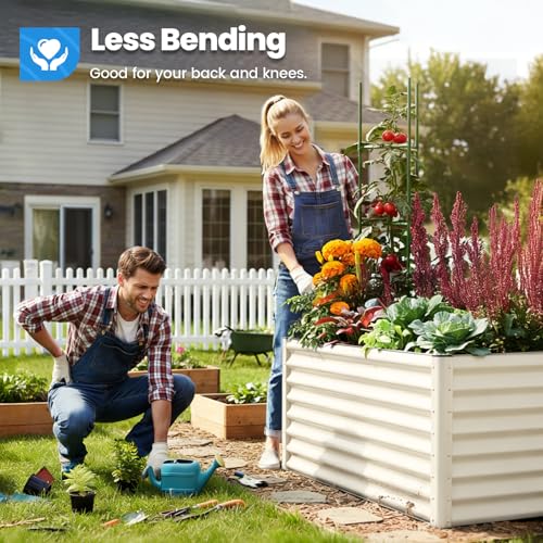 Quictent Galvanized Tall Raised Garden Bed 6x3x2 Ft - color: Beige, size: 6x3x2 ft