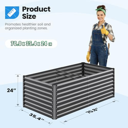 Quictent Galvanized Tall Raised Garden Bed 6x3x2 Ft - color: Dark Grey, size: 6x3x2 ft