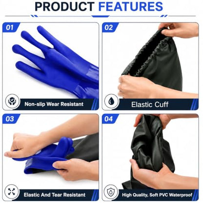 Okllen 2 Pair 27" Extra Long Rubber Gloves, Elbow Length Waterproof Gloves
