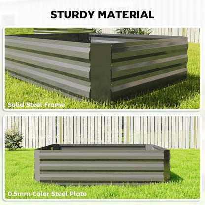 Outsunny 4 x 3ft Metal Planter Box with Mini Greenhouse, Green/Dark Gray - color: Green and Dark Gray