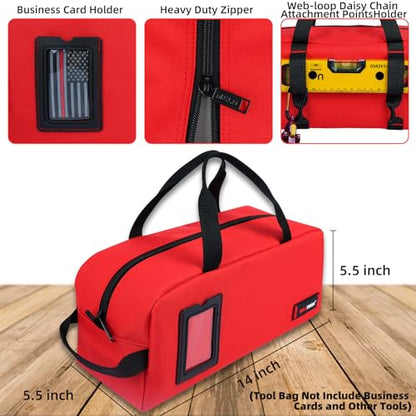 MELOTOUGH Canvas Tool Bags 14 Inch Tool Tote Bag with Zipper Heavy Duty Portable Tool Bag Organizer for Electrician,Technician,Mechanic(Black&Red) - color: B-Black & Red