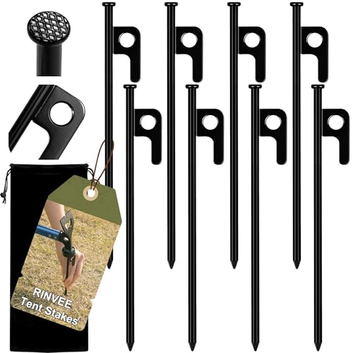 8 Pack Tent Stakes Heavy Duty Forged Steel Camping Stakes for Ground Outdoor Decorations Canopy