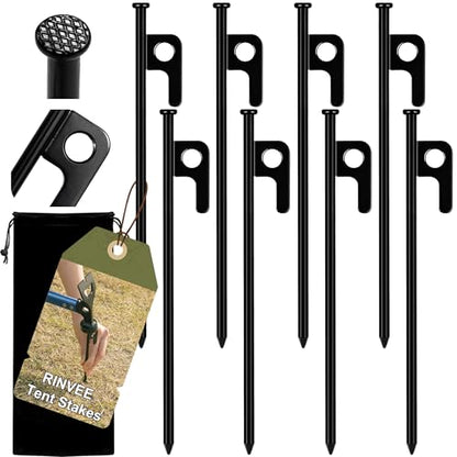 8 Pack Tent Stakes Heavy Duty Forged Steel Camping Stakes for Ground Outdoor Decorations Canopy