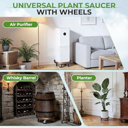 Plant Caddy With Wheels 12" Metal Plant Saucers for Indoors 310 Lb Capacity - size: 2 PACK 12.12 INCH