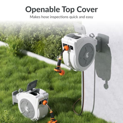 Giraffe Tools Retractable Hose Reel 1/2" x 100 ft with Hose Splitter - size: 100ft