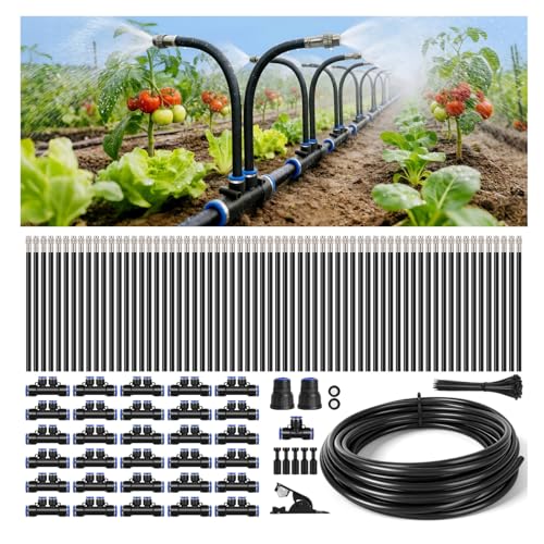 100FT High-Flow Irrigation System for Garden, 12mm Main Tubing, 60 Nozzles - size: 100Ft