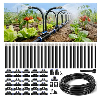 100FT High-Flow Irrigation System for Garden, 12mm Main Tubing, 60 Nozzles - size: 100Ft
