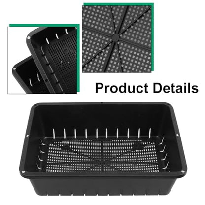 25 Pack Seed Starter Trays 10 x 7 inches Microgreens Growing Trays with Mesh Bottom for Germination, Hydroponic & Sprouting Plant Trays for Garden, Wheatgrass - size: 25 Pack 10 x 7 inch black