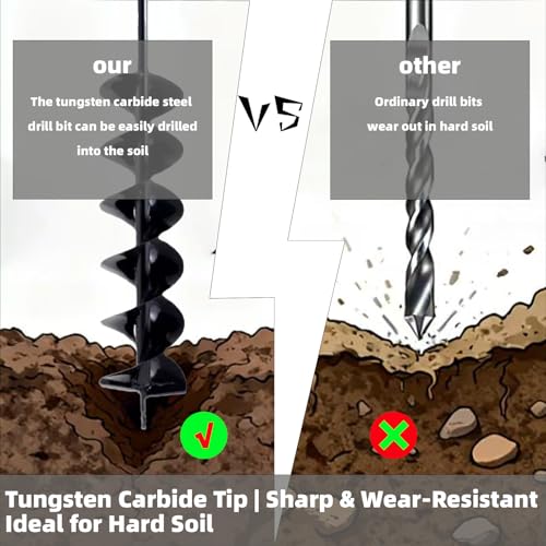 Garden Planting Auger Drill Bit, 1.57 x 31.5 Extra-Long Soil Digging Tool with Tungsten Carbide Tip, Bulb Planter Attachment for Cordless Drill