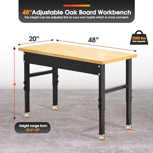 Antifir 48 * 20'' Adjustable Workbench, Heavy Duty Workstation - size: Rubber Pad|48"