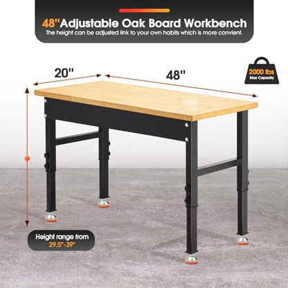 Antifir 48 * 20'' Adjustable Workbench, Heavy Duty Workstation - size: Rubber Pad|48"