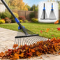 Adjustable Leaf Rake, 8-17" Collapsible Metal Head, 6FT Long Handle - size: 75 Inch