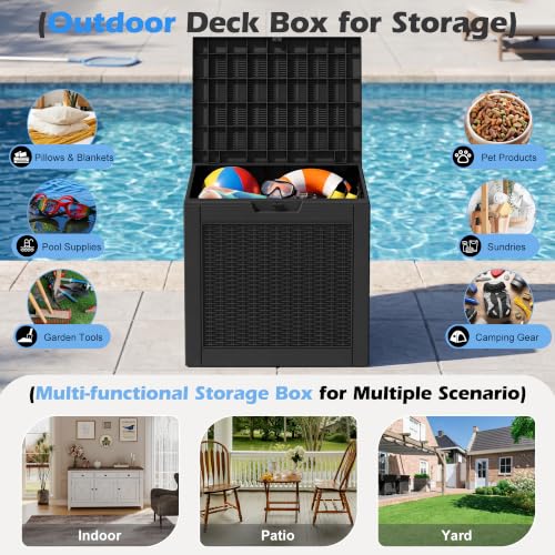 32 Gallon Outdoor Storage Box Waterproof Deck Box Patio Storage - color: Black, style: 32Gallon-style1
