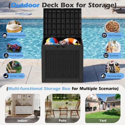 32 Gallon Outdoor Storage Box Waterproof Deck Box Patio Storage - color: Black, style: 32Gallon-style1