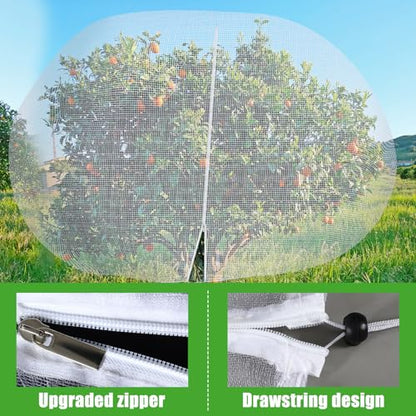 1 Pcs Large Fruit Tree Netting 12 X 16 Ft with Zipper Drawstring - size: 12 x 16 ft