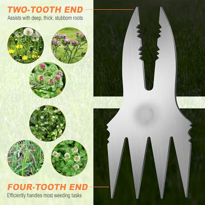 Hand Weeder Puller Tool,2 in1 Heavy Duty Stainless Steel Root Removal Tools - size: 2-PCS