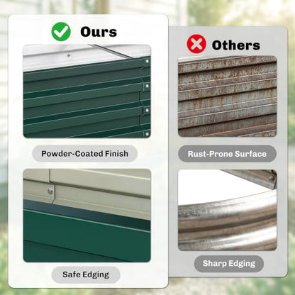 Outsunny 4' x 2' x 1' Galvanized Raised Garden Bed, Green - color: Green