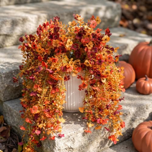 FULLMUSIC Autumn Artificial Flowers for Outdoor (Brown Yellow Orange)