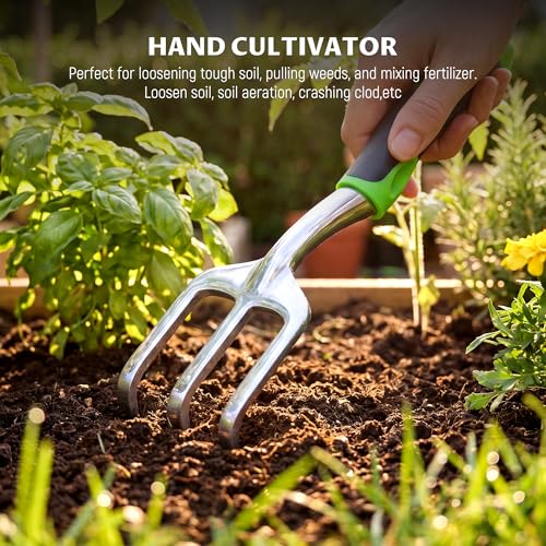 Gardening Tool Set, Heavy Duty Aluminum Alloy Hand Tools, Ergonomic Handle Design, Ideal Gardening Gifts for Women, Men, Mom and Dad