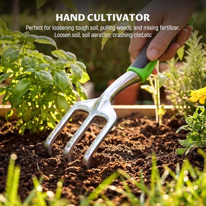 Gardening Tool Set, Heavy Duty Aluminum Alloy Hand Tools, Ergonomic Handle Design, Ideal Gardening Gifts for Women, Men, Mom and Dad