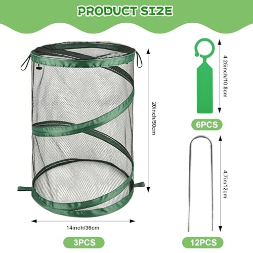 3Pcs Pop Up Plant Covers from Animals-20"x14" Foldable Mesh Plant Protector