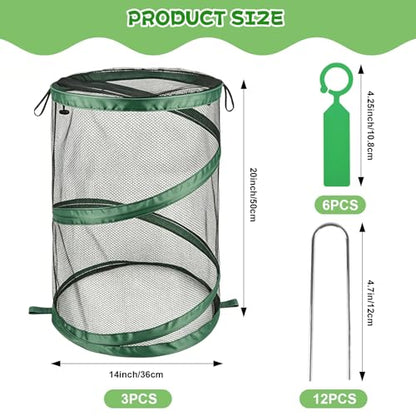 3Pcs Pop Up Plant Covers from Animals-20"x14" Foldable Mesh Plant Protector