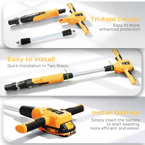 Weed Puller Tool, 21V Powerful Garden Tools Electric Weeder Tool, Yellow - color: Yellow