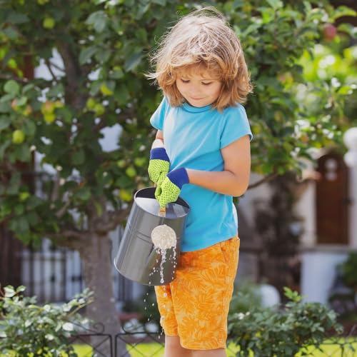 HANDLANDY 4 Pairs Kids Gardening Gloves, Cotton Kids Work Gloves, Green, S - color: Green Dot (Pack of 4), size: Small