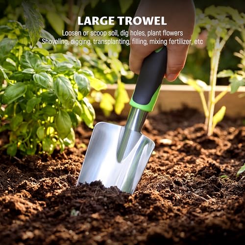 Gardening Tool Set, Heavy Duty Aluminum Alloy Hand Tools, Ergonomic Handle Design, Ideal Gardening Gifts for Women, Men, Mom and Dad