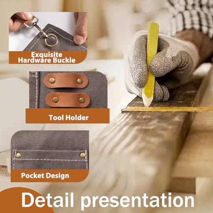 Woodworking Apron Heavy Wax Canvas Work Apron - color: Dark Gray